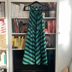 Navy and blue chevron button up dress from Anthropologie